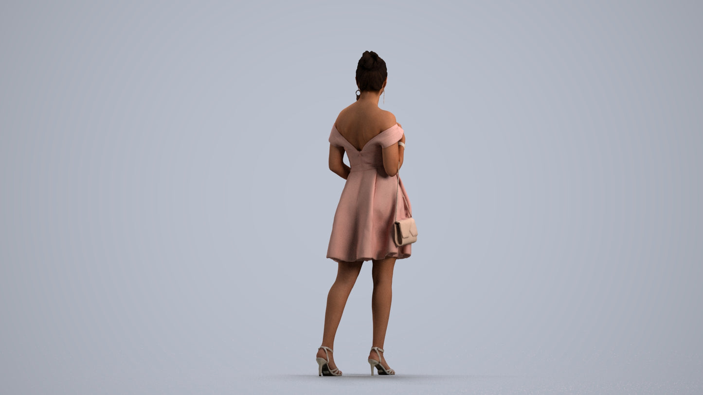 3D scanned woman formalaffairs formal, photorealistic archviz people for Enscape and SketchUp, front view render