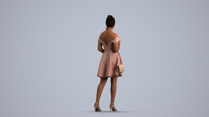 3D scanned woman formalaffairs formal, photorealistic archviz people for Enscape and SketchUp, front view render