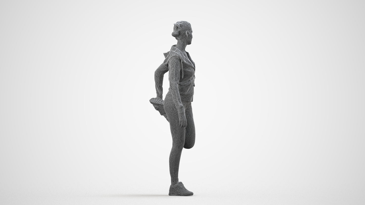 scanned 3D woman sport, photogrammetry people for Enscape and V-Ray, wireframe side view