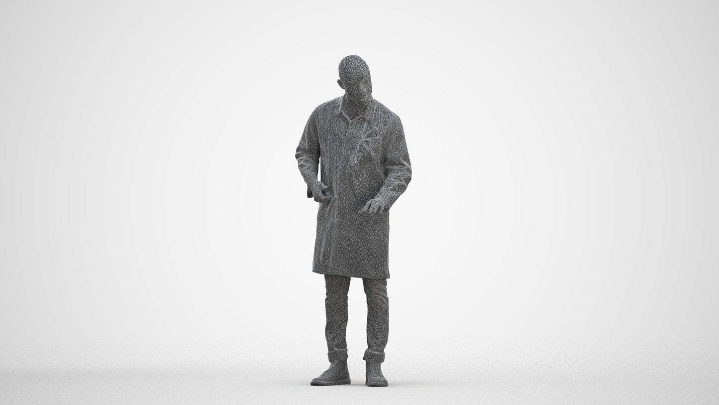 photogrammetry 3D man medical, realistic human model archviz FBX, three-quarter front view render