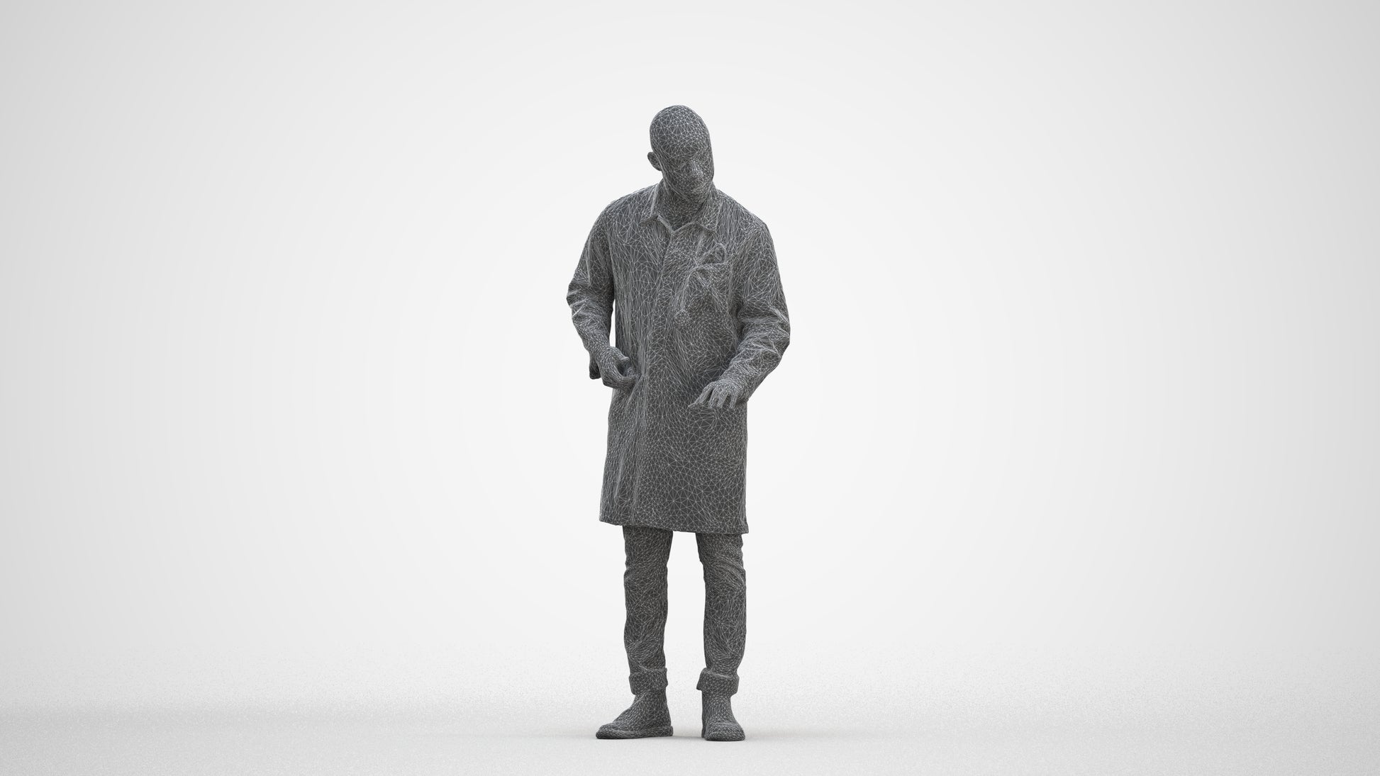 photogrammetry 3D man medical, realistic human model archviz FBX, three-quarter front view render