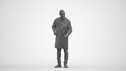 photogrammetry 3D man medical, realistic human model archviz FBX, three-quarter front view render