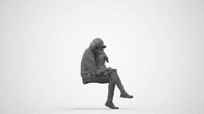 realistic 3D people woman casual sitting, render-ready for V-Ray and Corona, FBX OBJ, wireframe side view