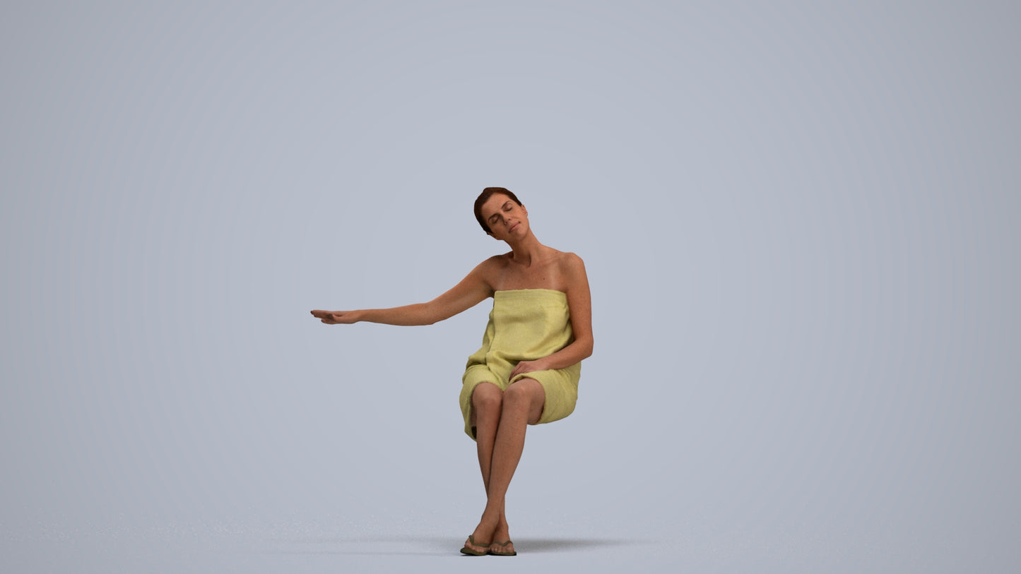 photogrammetry 3D woman casual bathroom, realistic human model archviz FBX, standing pose render