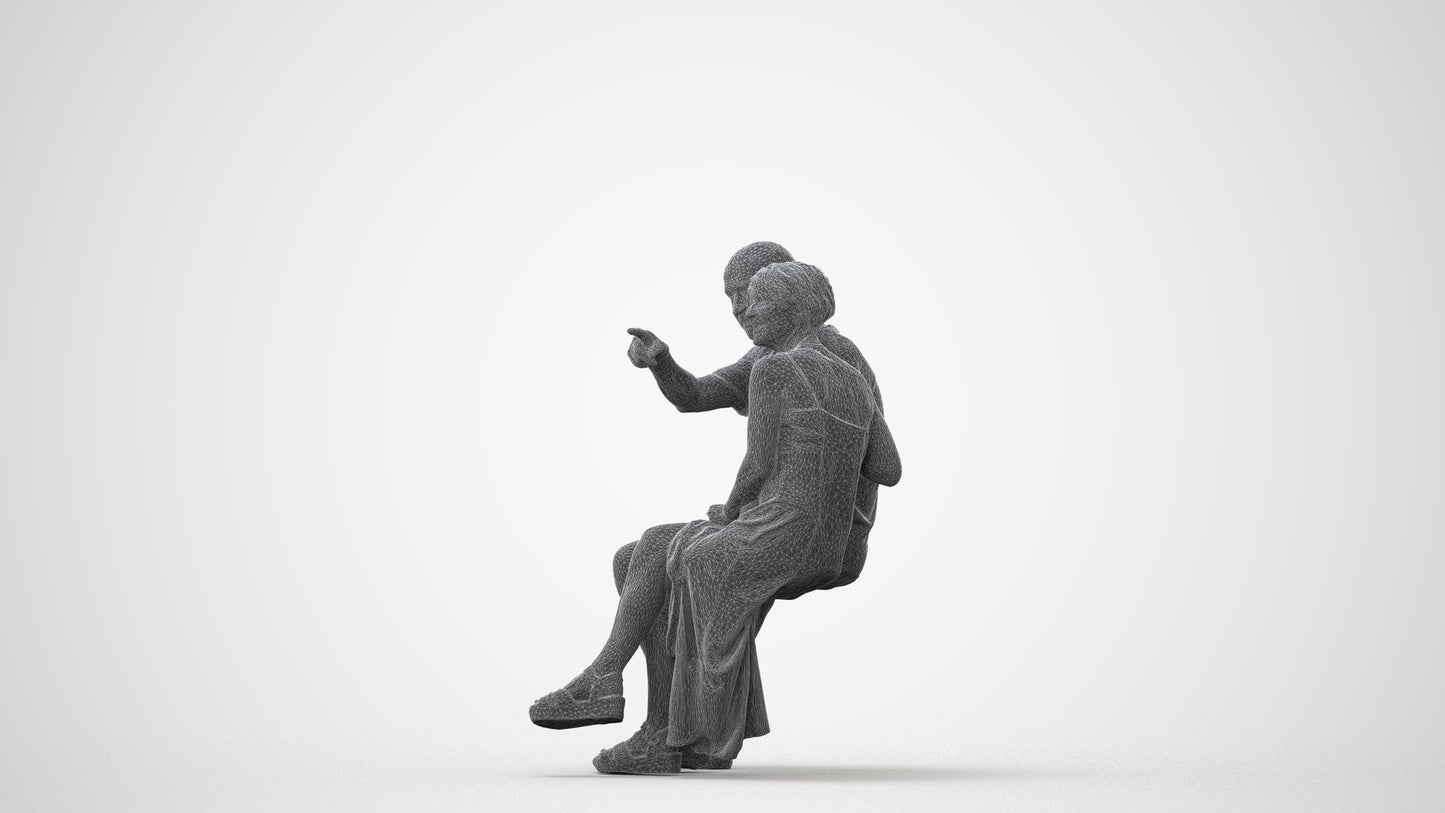 photogrammetry 3D senior woman couple, realistic human model archviz FBX, square thumbnail