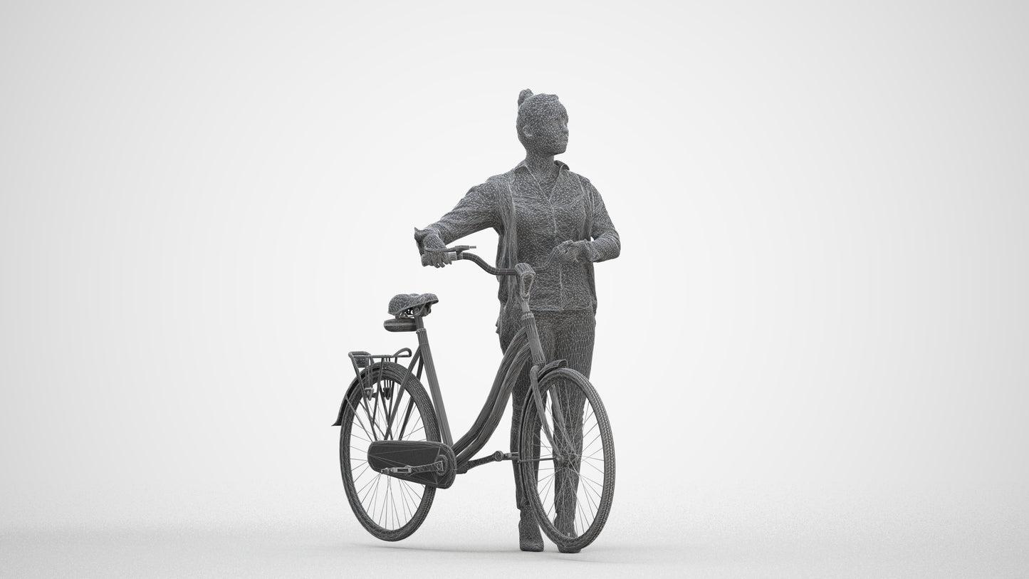 scanned 3D woman business walking, photogrammetry people for Enscape and V-Ray, three-quarter front view render