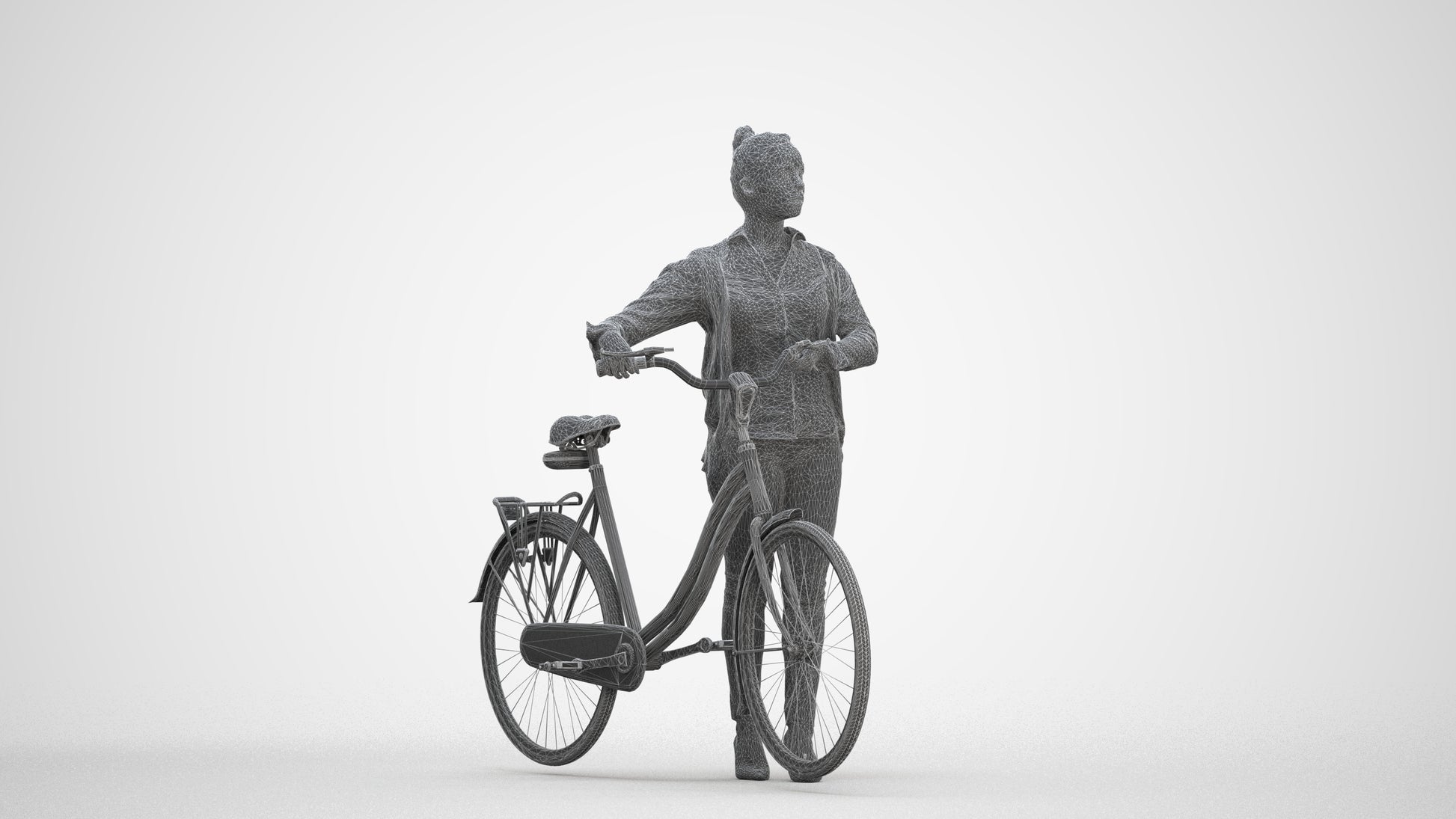 scanned 3D woman business walking, photogrammetry people for Enscape and V-Ray, three-quarter front view render