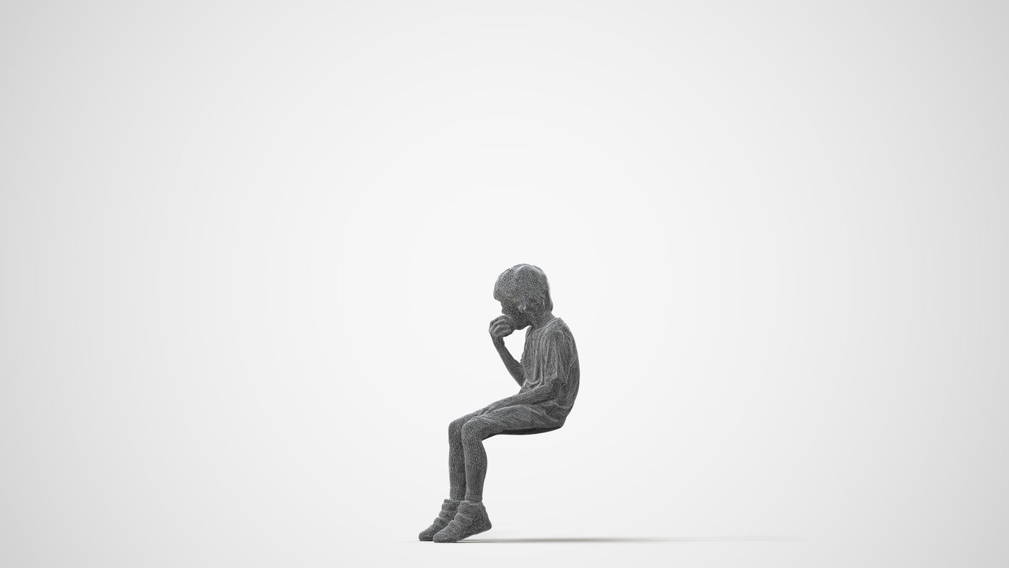 photogrammetry 3D boy casual kids, realistic human model archviz FBX, square thumbnail