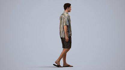 scanned 3D man casual walking, photogrammetry people for Enscape and V-Ray, side view render