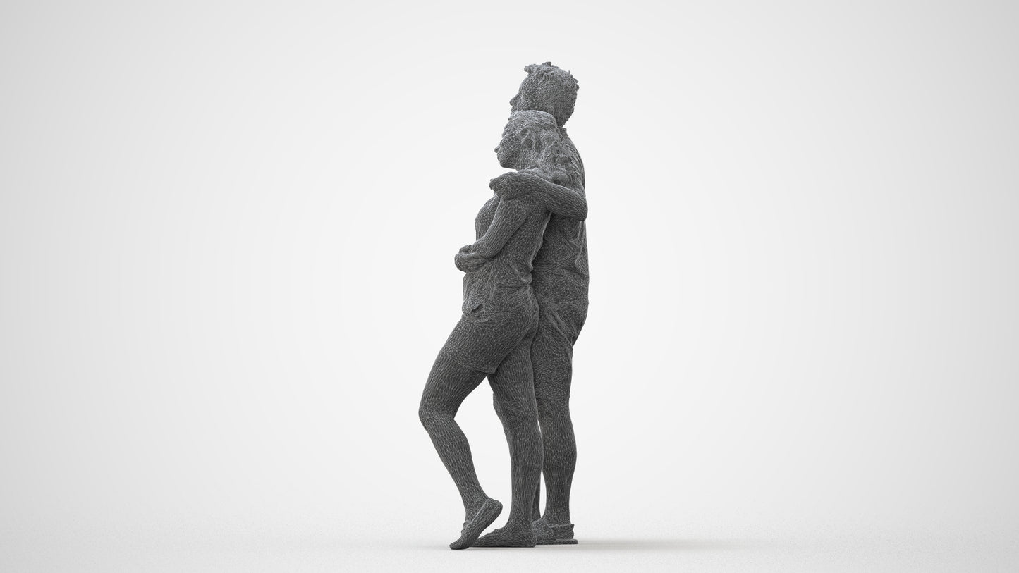 realistic 3D human woman casual couple, archviz people FBX OBJ for Blender, square thumbnail