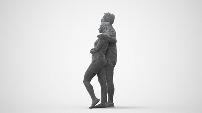 realistic 3D human woman casual couple, archviz people FBX OBJ for Blender, square thumbnail