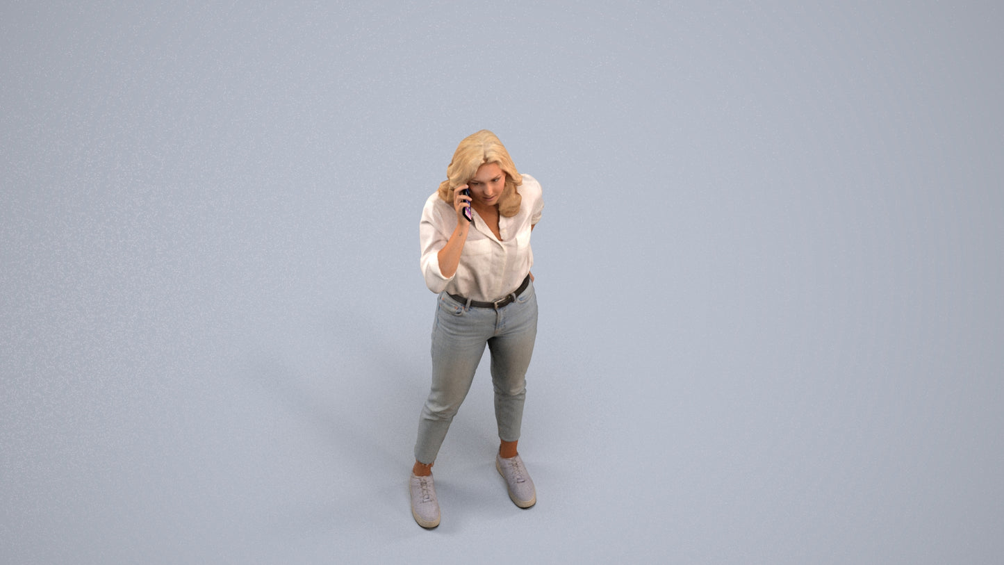 photogrammetry 3D woman casual standing, realistic human model archviz FBX, back view render
