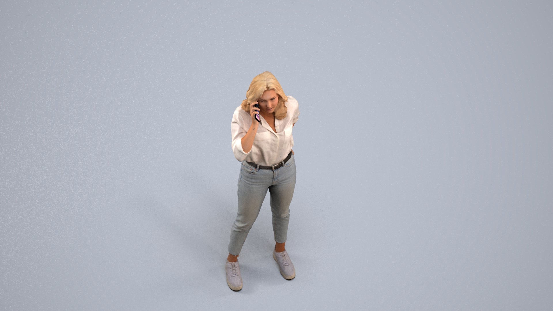 photogrammetry 3D woman casual standing, realistic human model archviz FBX, back view render