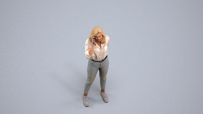 photogrammetry 3D woman casual standing, realistic human model archviz FBX, back view render