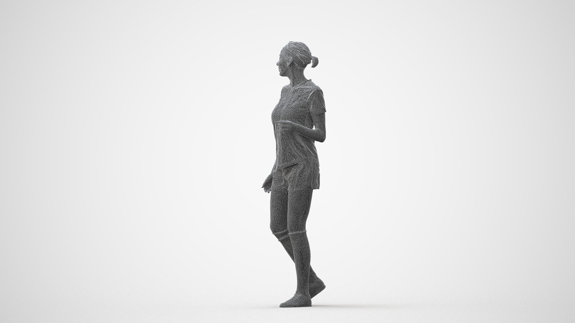 3D human model woman sport, photogrammetry scanned person for archviz, square thumbnail