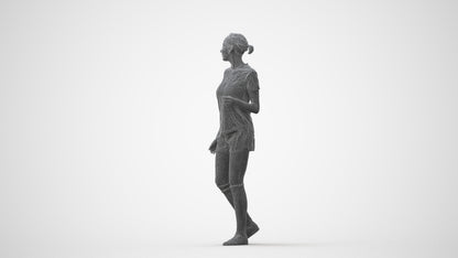 3D human model woman sport, photogrammetry scanned person for archviz, square thumbnail