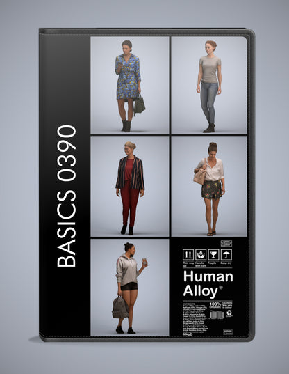3D human models walking bundle, 5 photogrammetry scanned people for archviz