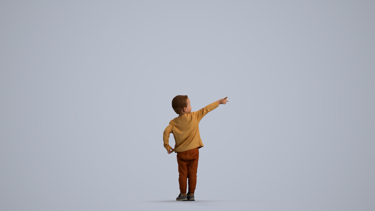 realistic 3D people boy casual kids, render-ready for V-Ray and Corona, FBX OBJ, front view render