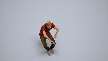 realistic 3D man casual sitting, scanned archviz people for Blender and 3ds Max, back view render