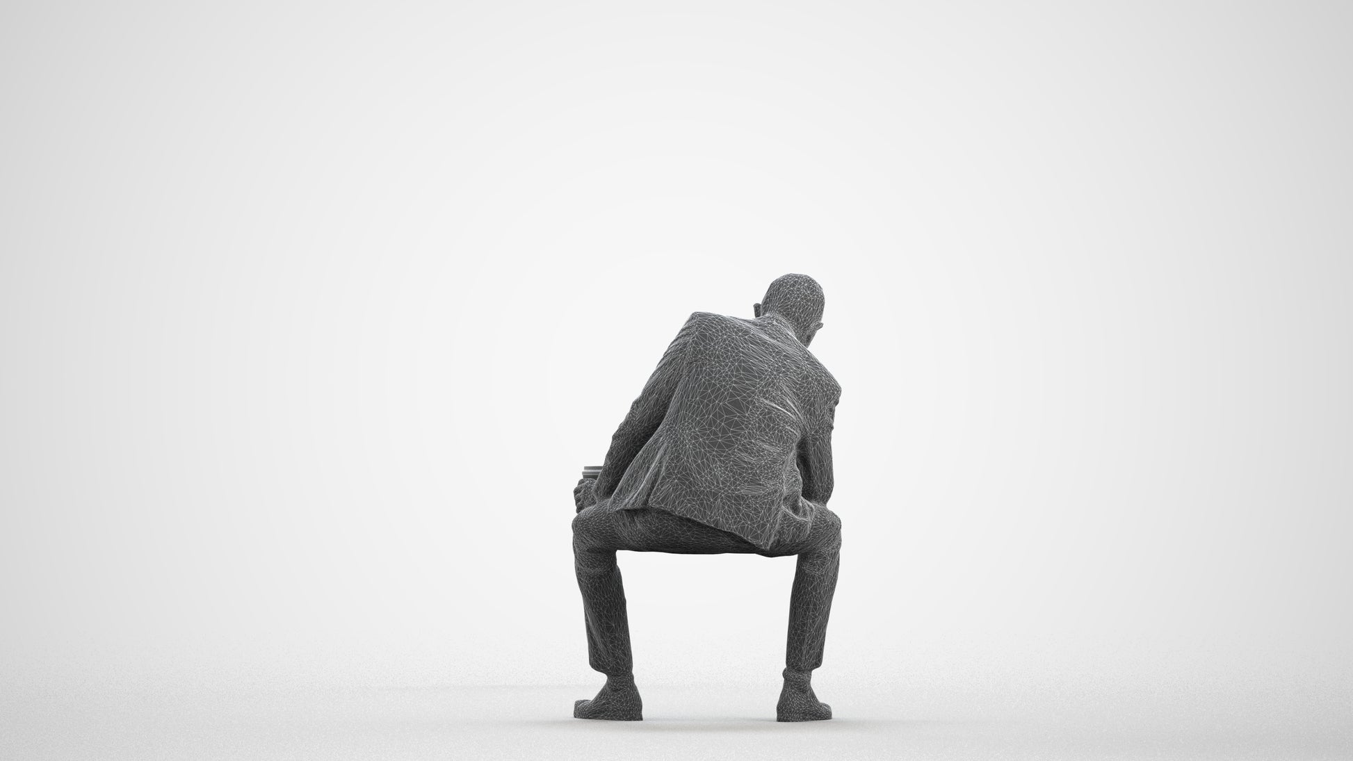 photogrammetry 3D senior man business, realistic human model archviz FBX, wireframe front view
