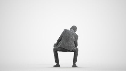 photogrammetry 3D senior man business, realistic human model archviz FBX, wireframe front view