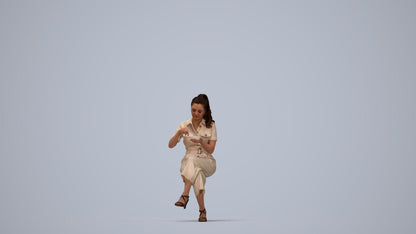 3D scanned woman sitting casual, photorealistic archviz people for Enscape and SketchUp, top-down view render