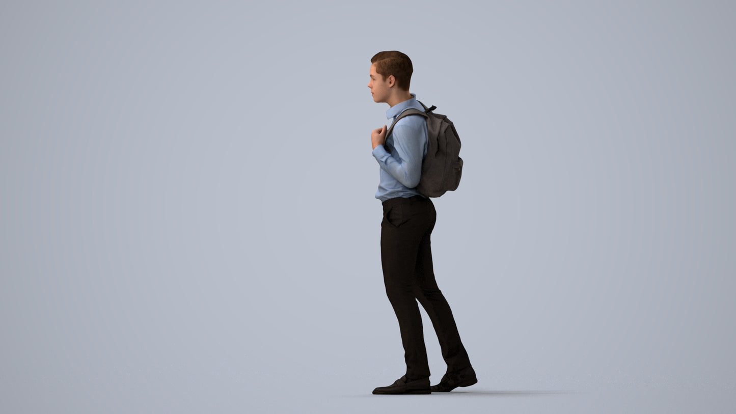 realistic 3D people boy kids, render-ready for V-Ray and Corona, FBX OBJ, three-quarter view render
