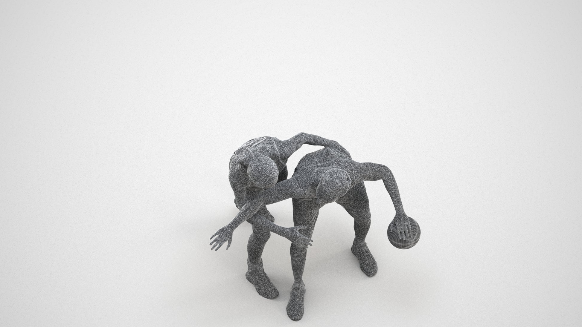 realistic 3D people woman sport, render-ready for V-Ray and Corona, FBX OBJ, wireframe three-quarter view