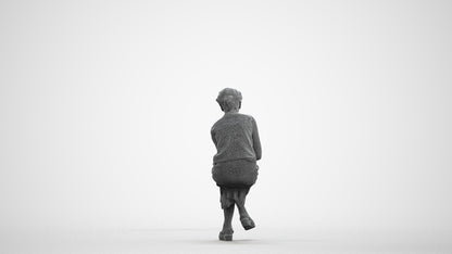 scanned 3D woman casual sitting, photogrammetry people for Enscape and V-Ray, wireframe front view