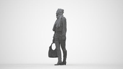 realistic 3D human woman casual walking, archviz people FBX OBJ for Blender, wireframe back view
