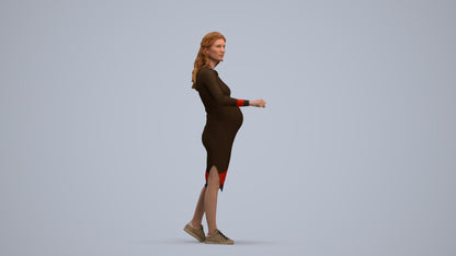 3D human model woman casual standing, photogrammetry scanned person for archviz, standing pose render