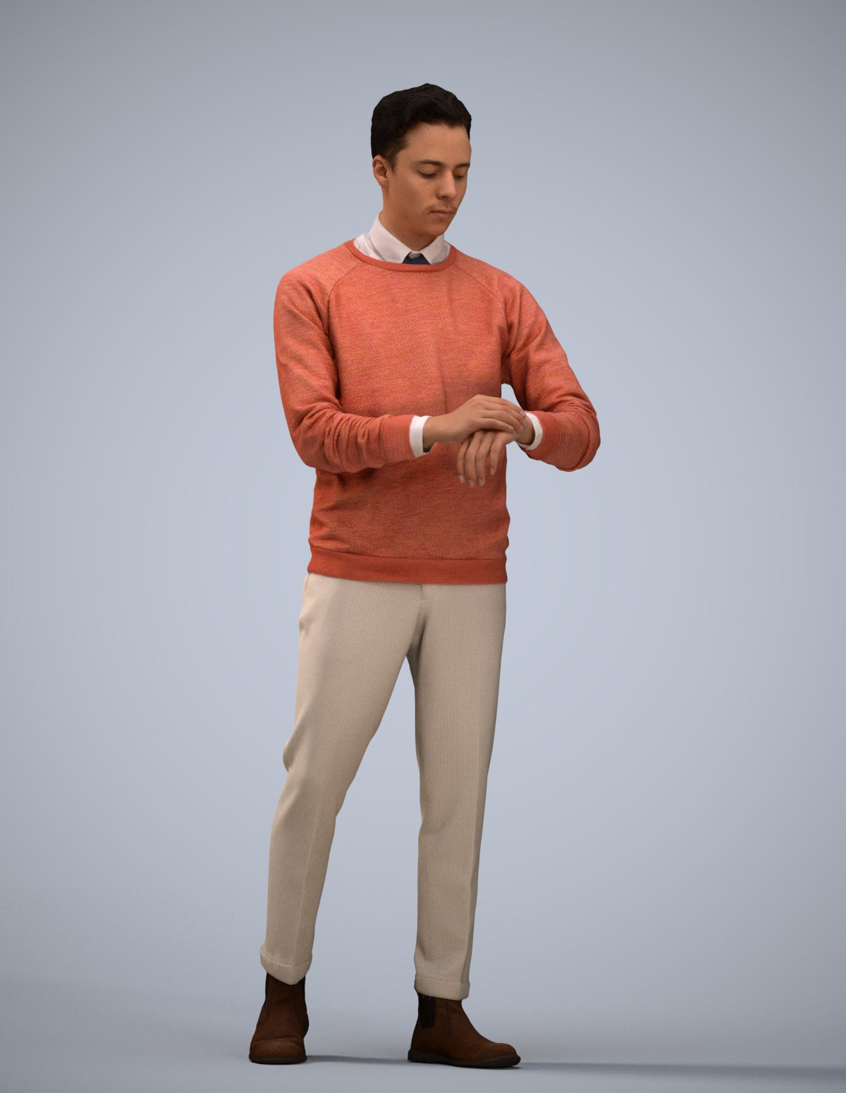 3D people model man casual walking, scanned human for 3ds Max rendering