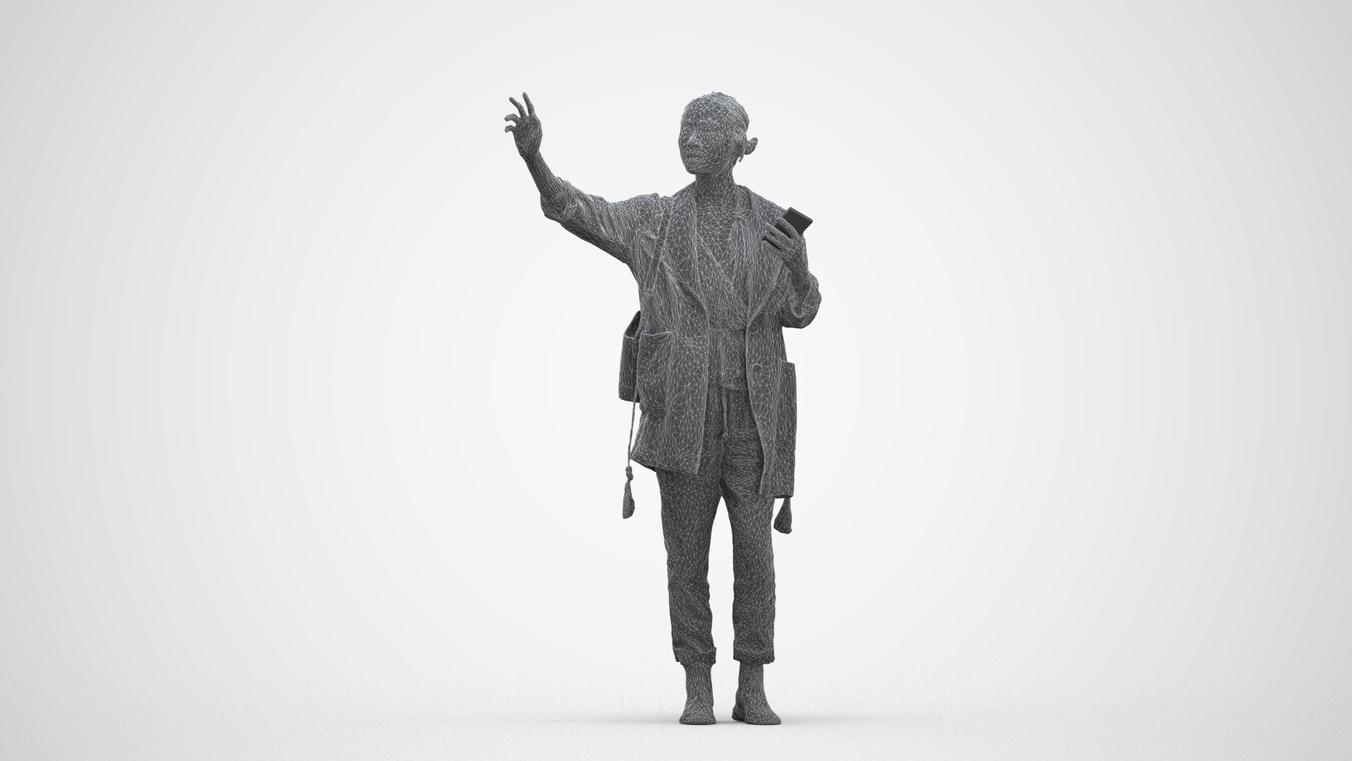 3D people model woman casual standing, scanned human for 3ds Max rendering, three-quarter front view render