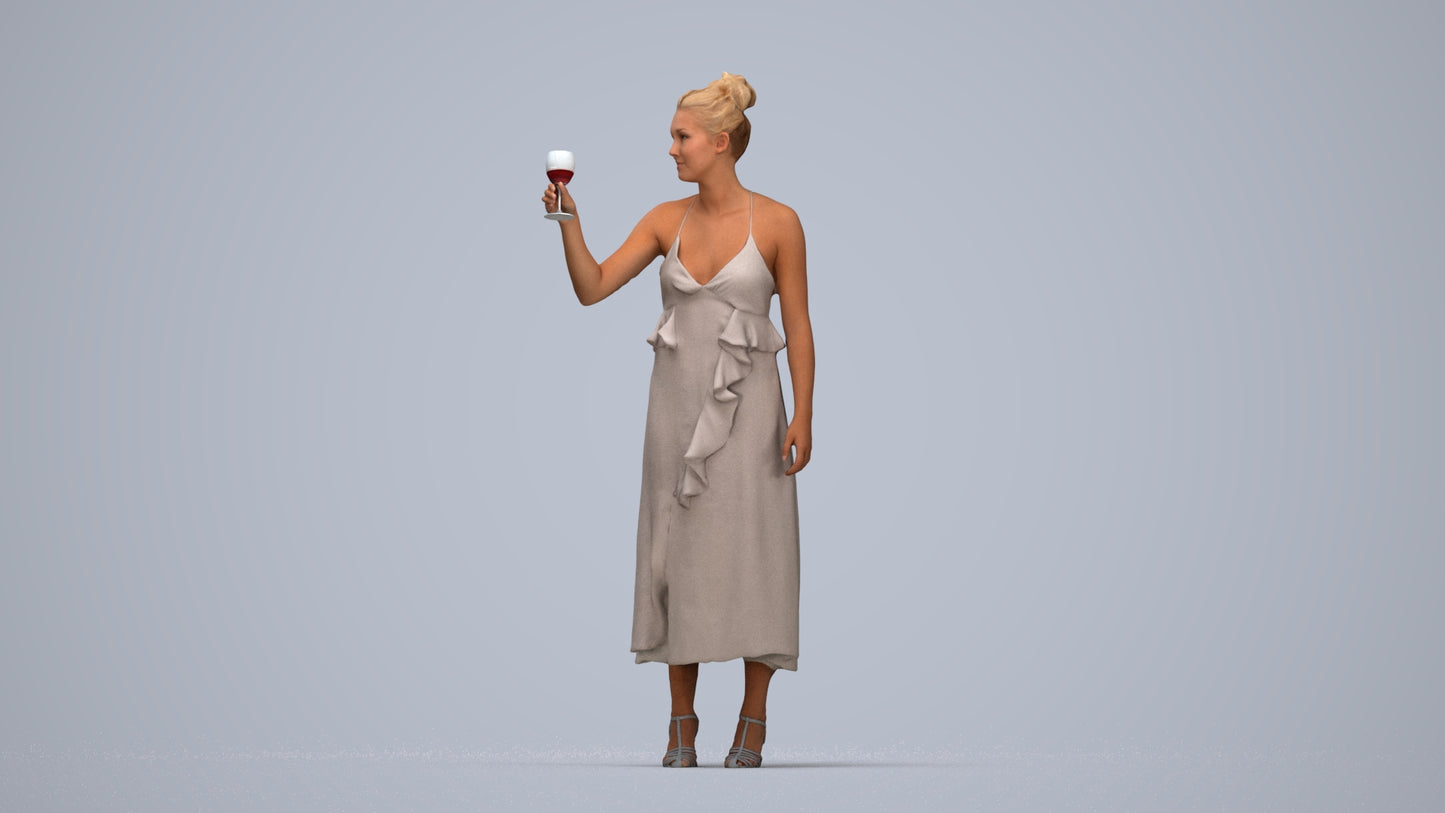3D people model woman formal formalaffairs, scanned human for 3ds Max rendering, top-down view render