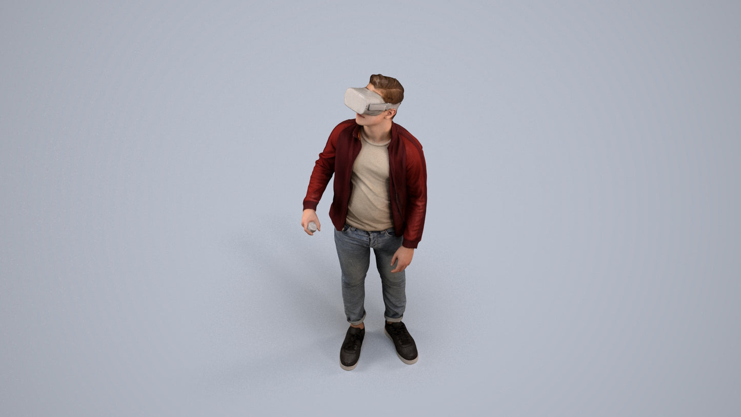 realistic 3D boy casual kids, scanned archviz people for Blender and 3ds Max, back view render