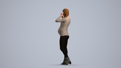 realistic 3D human woman casual walking, archviz people FBX OBJ for Blender, front view render