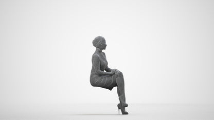 realistic 3D human woman business, archviz people FBX OBJ for Blender, wireframe side view