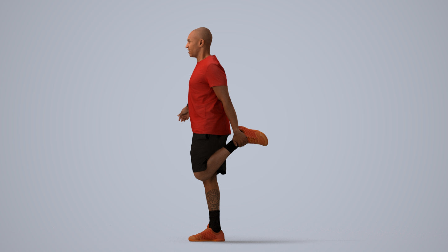 scanned 3D man sport, photogrammetry people for Enscape and V-Ray, three-quarter view render
