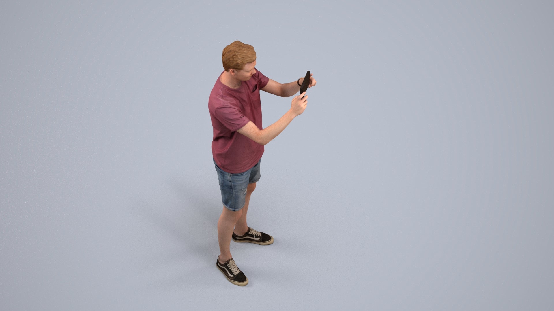 realistic 3D people man casual standing, render-ready for V-Ray and Corona, FBX OBJ, back view render