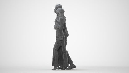 3D human model woman formal couple, photogrammetry scanned person for archviz, square thumbnail