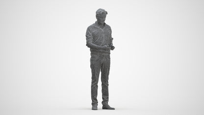 3D scanned man standing casual, photorealistic archviz people for Enscape and SketchUp, three-quarter front view render
