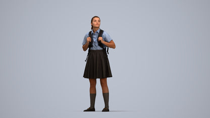 realistic 3D human girl kids, archviz people FBX OBJ for Blender, top-down view render