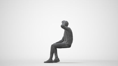 realistic 3D man casual sitting, scanned archviz people for Blender and 3ds Max, square thumbnail