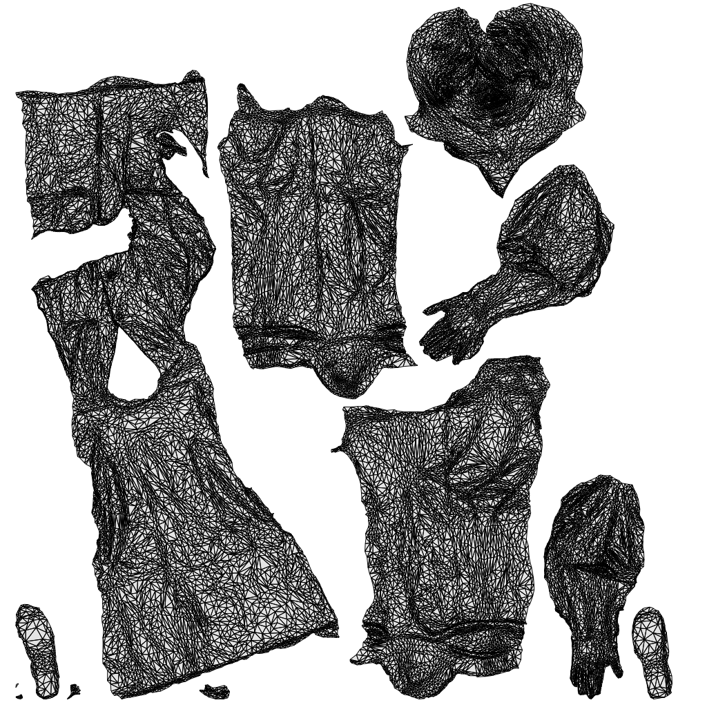 3D people model senior woman medical, scanned human for 3ds Max rendering, wireframe top-down view