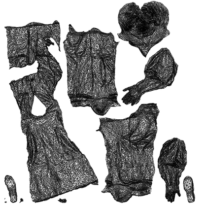 3D people model senior woman medical, scanned human for 3ds Max rendering, wireframe top-down view