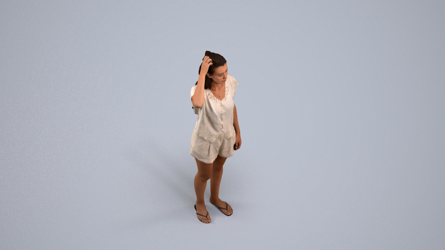 photogrammetry 3D woman casual standing, realistic human model archviz FBX, back view render