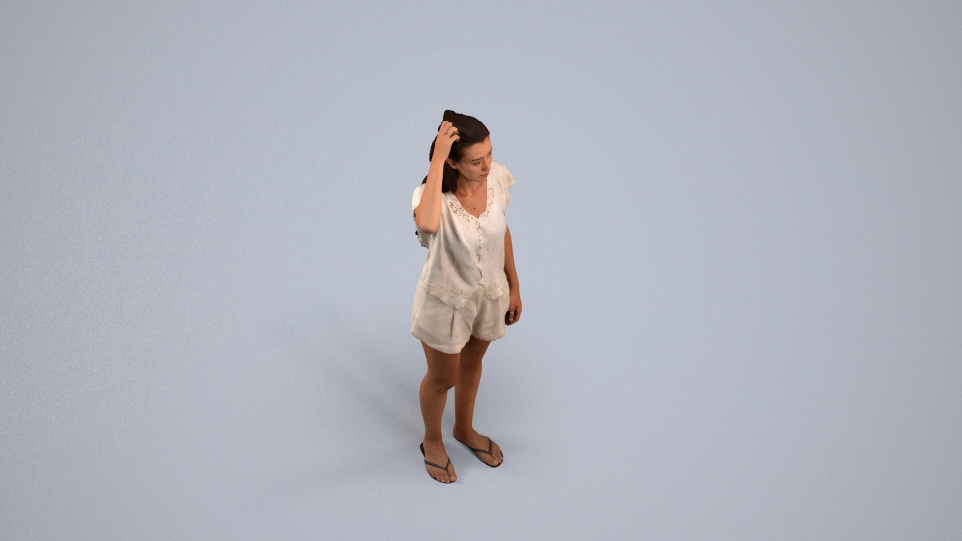 photogrammetry 3D woman casual standing, realistic human model archviz FBX, back view render