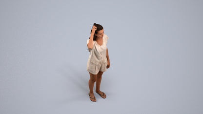 photogrammetry 3D woman casual standing, realistic human model archviz FBX, back view render