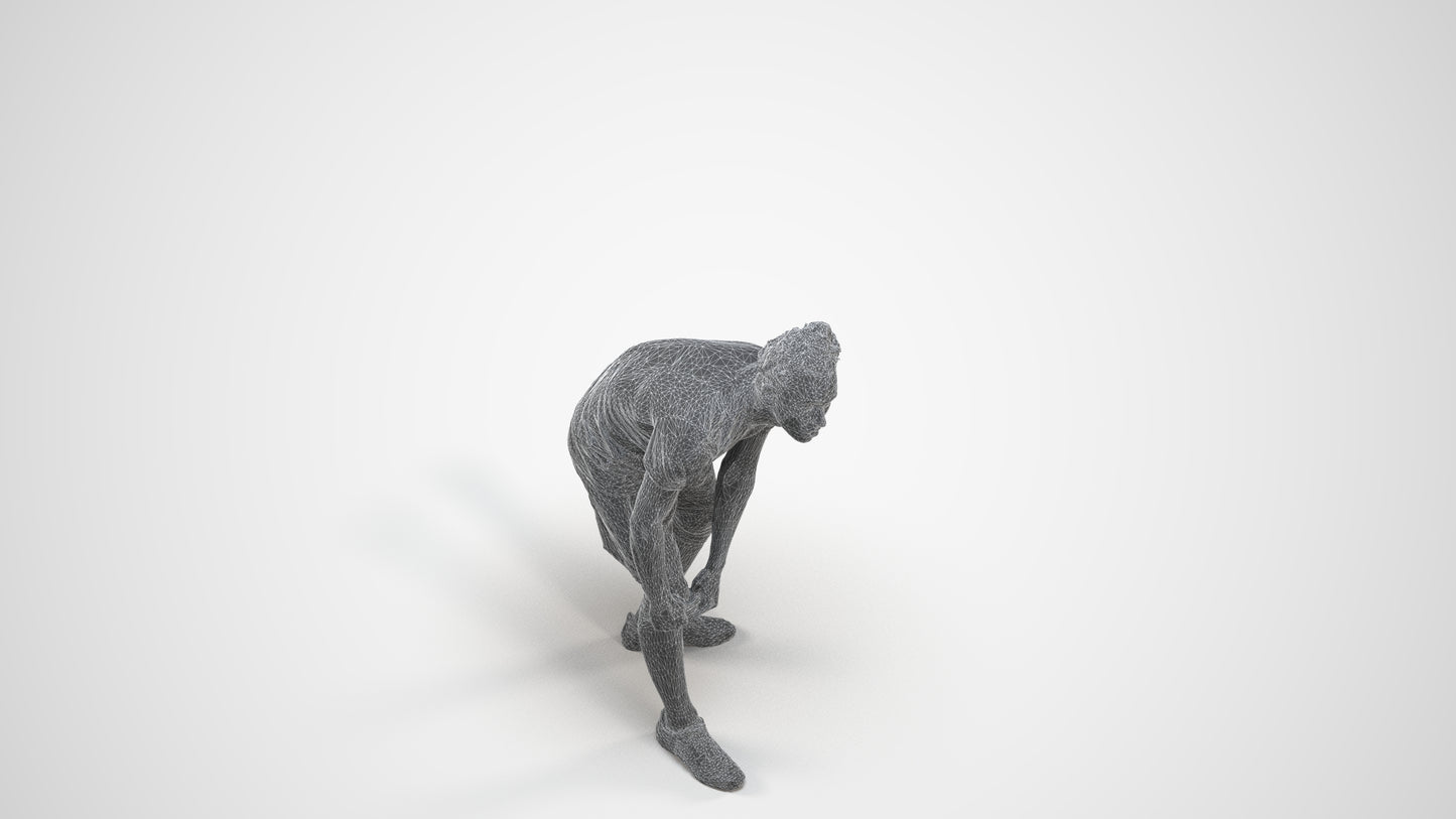 realistic 3D man sport, scanned archviz people for Blender and 3ds Max, wireframe three-quarter view