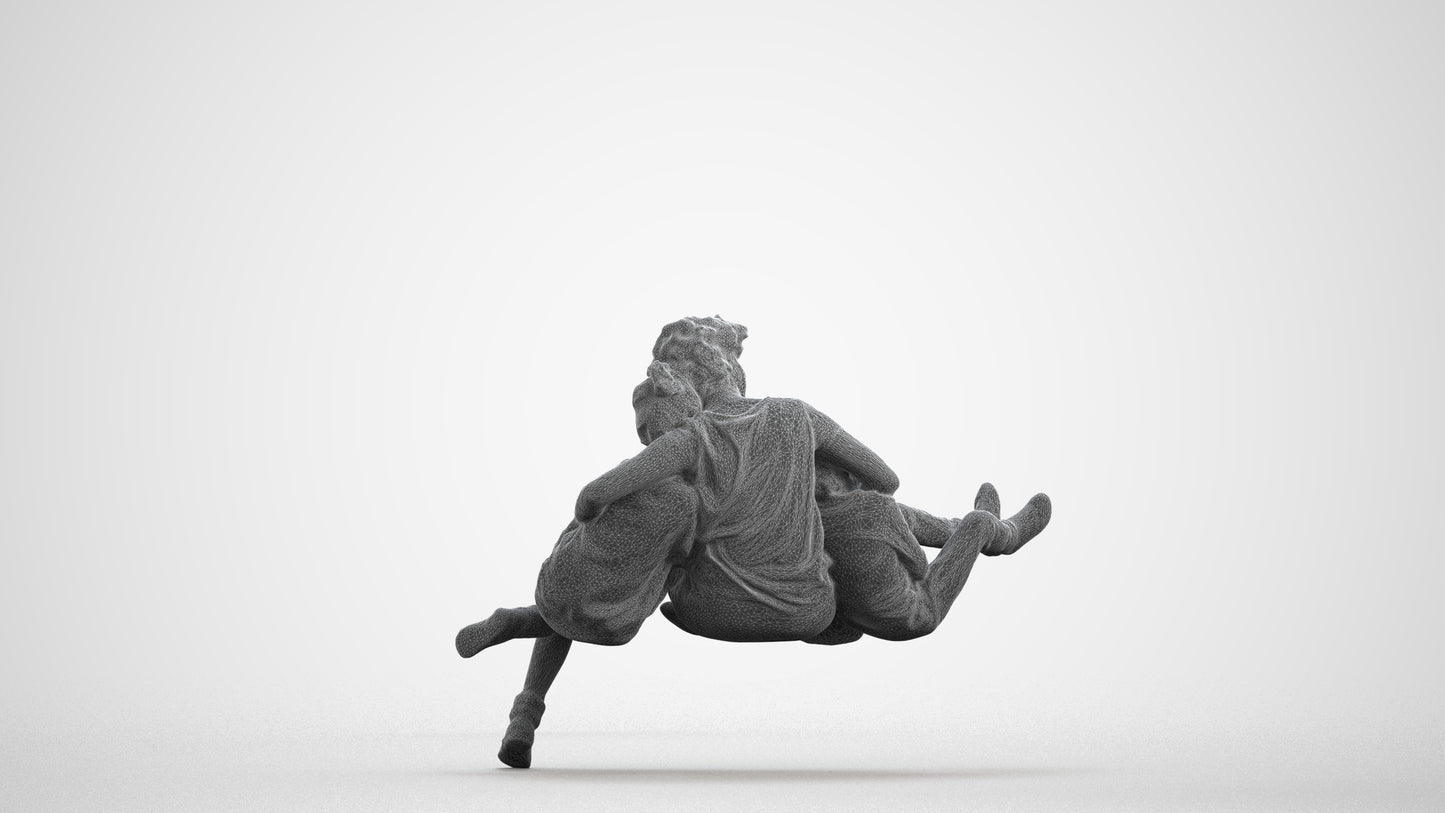 realistic 3D girl casual kids, scanned archviz people for Blender and 3ds Max, wireframe front view